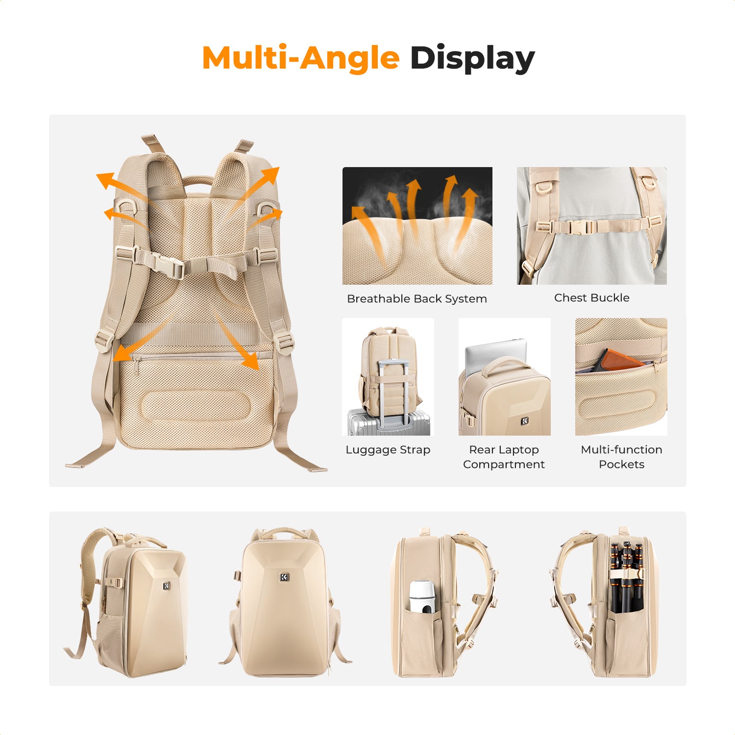 K&F Concept Camera Backpack Hardshell DSLR Photography Camera Bag with 15-15.6 Inch Laptop Compartment Waterproof Camera Case K&F Concept Camera Backpack Hardshell DSLR Photography Camera Bag with 15-15.6 Inch Laptop Compartment Waterproof Camera Case